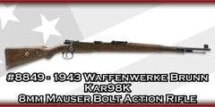1943 Waffenwerke Brunn  Kar98K  8mm Mauser  Bolt Action Rifle