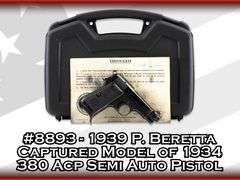 1939 P. Beretta  Captured Model of 1934  380 Acp  Semi Auto Pistol