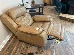 Leather Multimen Position Button Powered Recliner w/ USB Charging Port