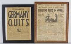 Framed Wartime Newspapers