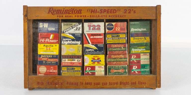 Assorted Vintage 22 Ammo & Sales Display Case
