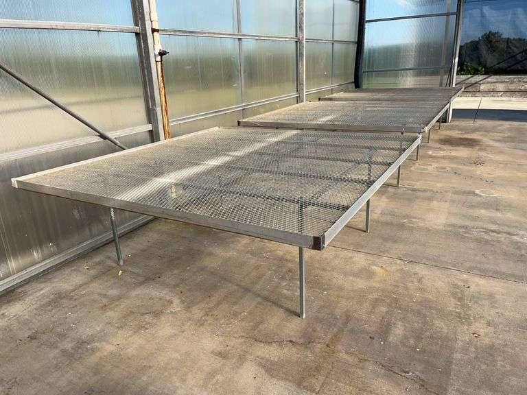 (3) 96” X 90” X 32” Wire Mesh Tables