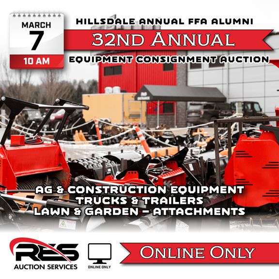 Hillsdale FFA Alumni 32nd Annual Equipment Consignment Auction - Online Only Ring