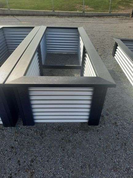 6 - 4'x8' Poly & Metal Raised Beds Black & Silver