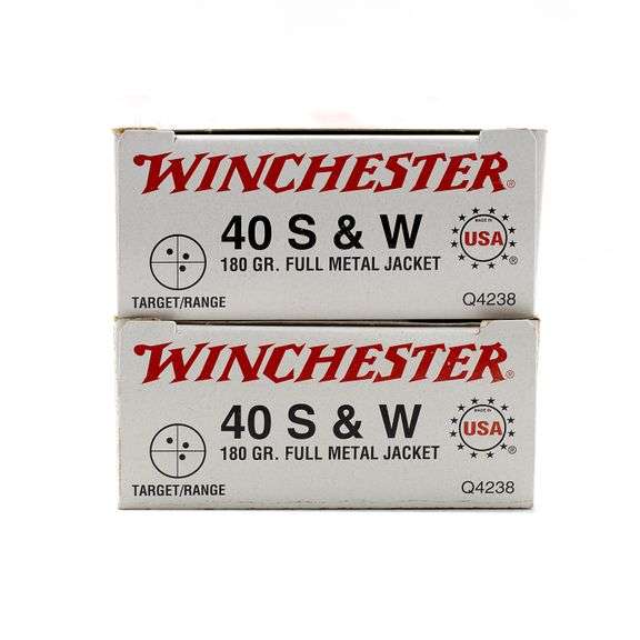 100rds Winchester 40 S&W 180gr FMJ Ammo