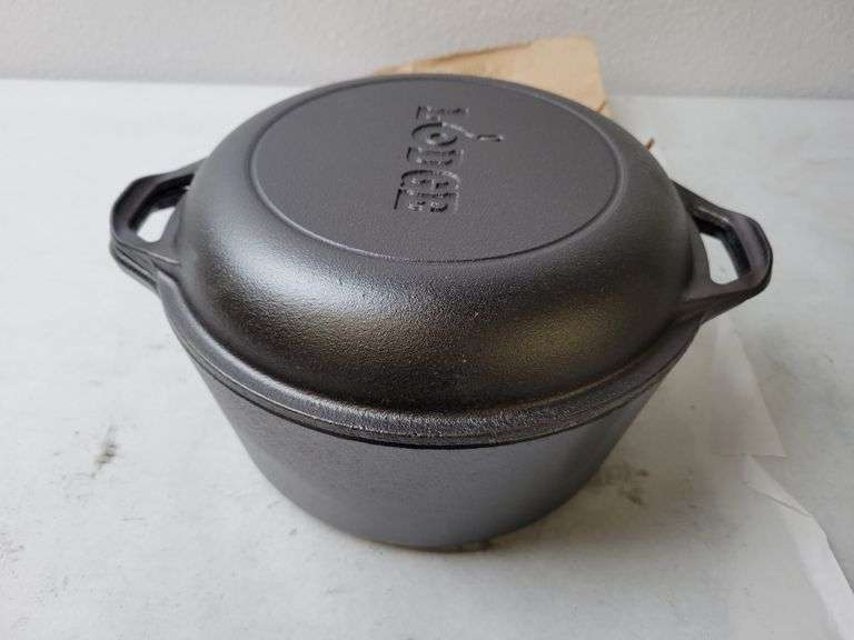 Vorringard 5-Quart Cast Iron Double Dutch Oven With Skillet Lid – Pre-Seasoned, Dual Handles, For Baking, Camping & Oven Use
