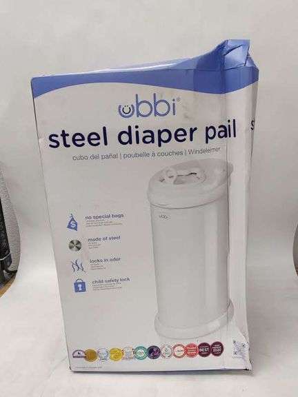 Ubbi Steel Diaper Pail & Lavender Refill Bags Bundle – Odor Locking, Works With Any Trash Bag