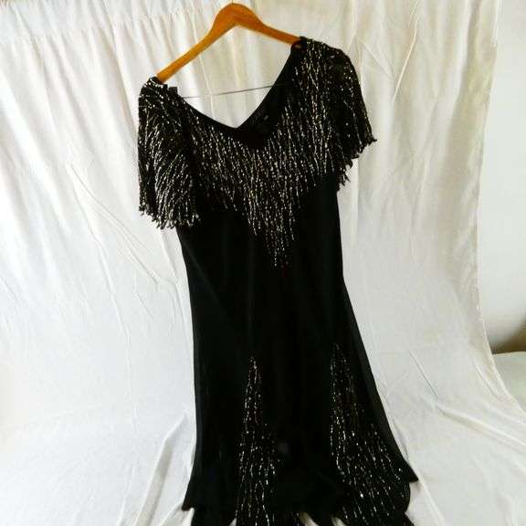 J Kara Women's 18 Plus Size Short Beaded Dress, Black/Mercury - Rio ...