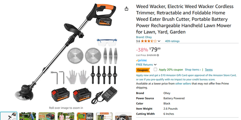 Battery Operated Weed Wacker | Like New
