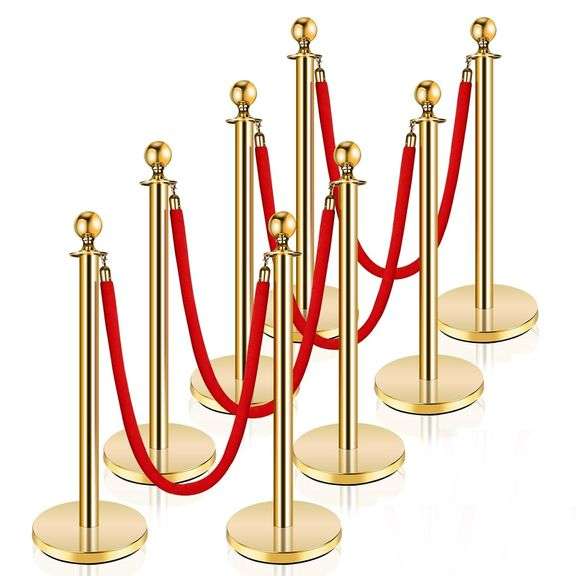 8pc Stainless Steel Gold Stanchion Posts, Open Box