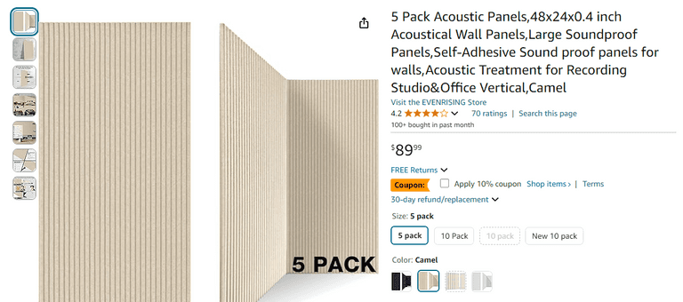 5 Pack Acoustic Panels 48x24, Like New - Rio Grande Trade