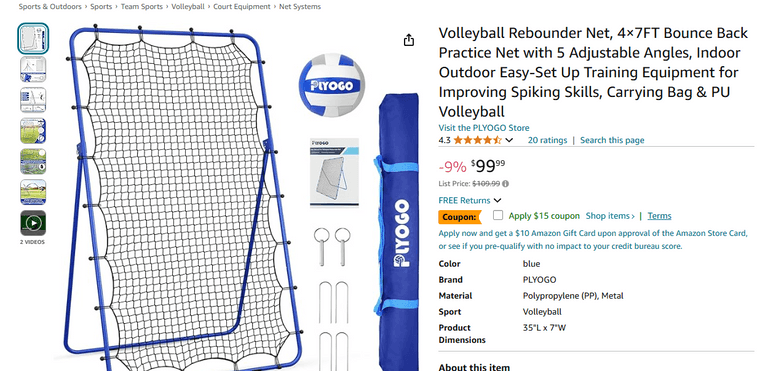 Piyogo Volleyball Rebounder Net | Like New