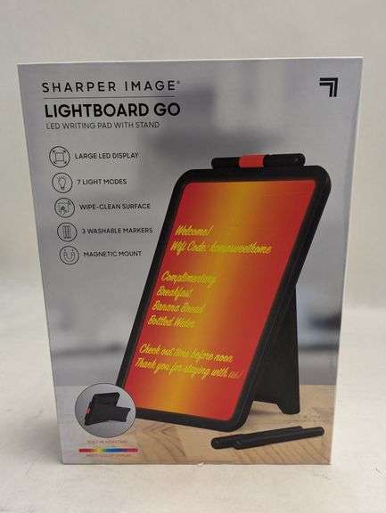 Sharper Image Lightboard Go LED Writing Pad w/ Stand, Like New
