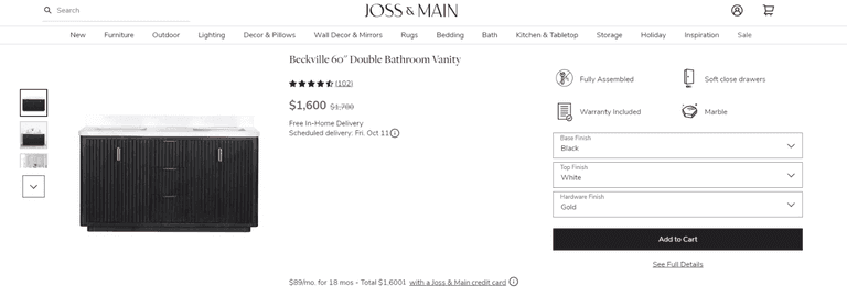 VINNOVA Beckville 60'' Double Bathroom Vanity, Like New