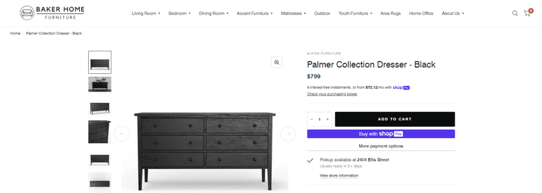 Palmer Collection 6-Drawer Dresser, 60W x 18.5D x 33.5H, Like New