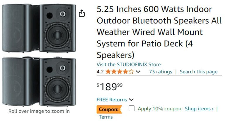 STUDIOFINIX Indoor Outdoor Bluetooth Speakers 4 Pack, Like New