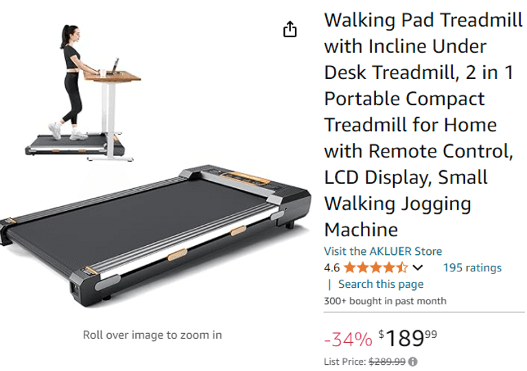 Akluer Walking Pad Treadmill, Like New