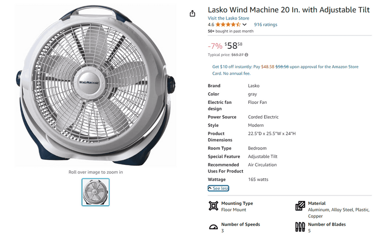 LASKO Wind Machine Air Circulator, Open Box