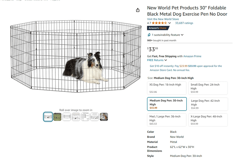New World Pet Products Dog Exercise Pen, 30", Like New