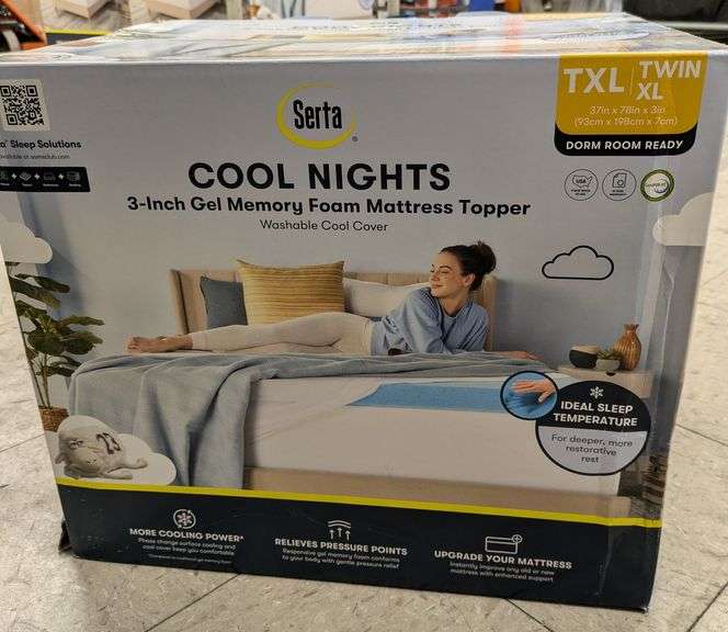 Serta Cool Nights 3" Gel Memory Foam Mattress Topper, Twin XL | Like New