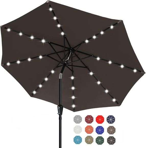 ABCCANOPY 9ft Patio Umbrella w/ Solar LED Lights, Like New