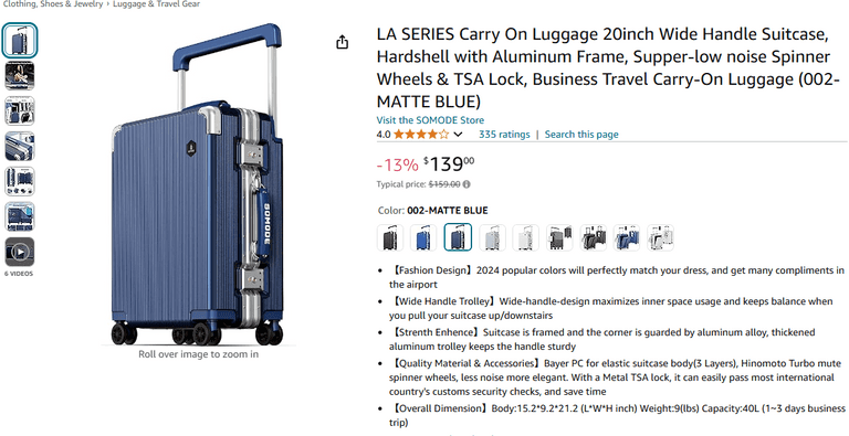 Somode Carry On Luggage 20inch | Like New