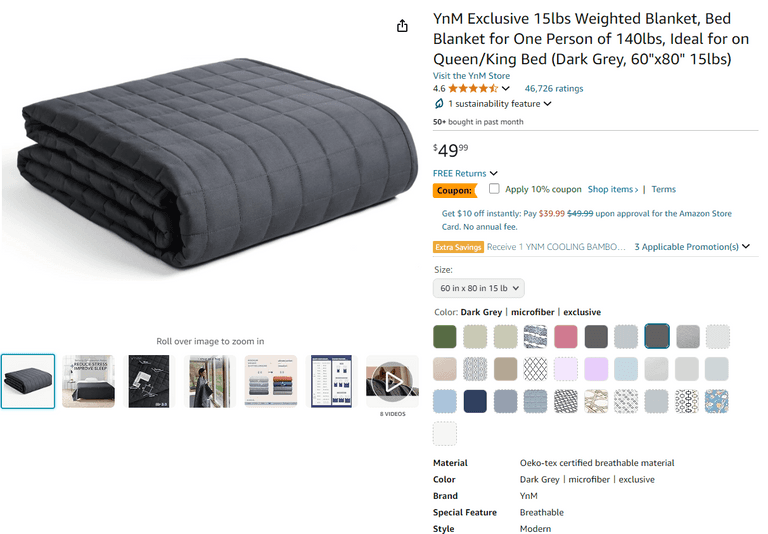 YNM Weighted Blanket Queen/King, Like New