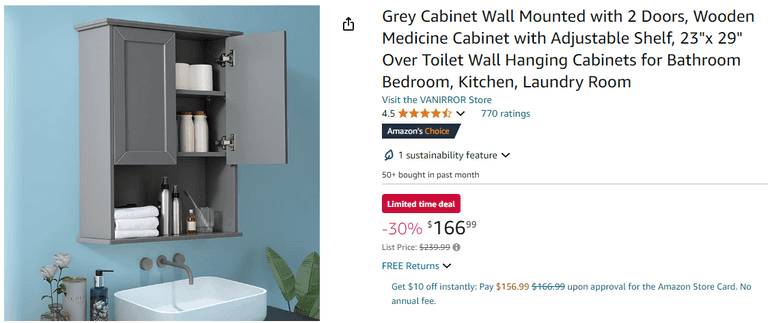 Vanirror Wooden Medicine Cabinet with Adjustable Shelf, 23"x 29", Like New