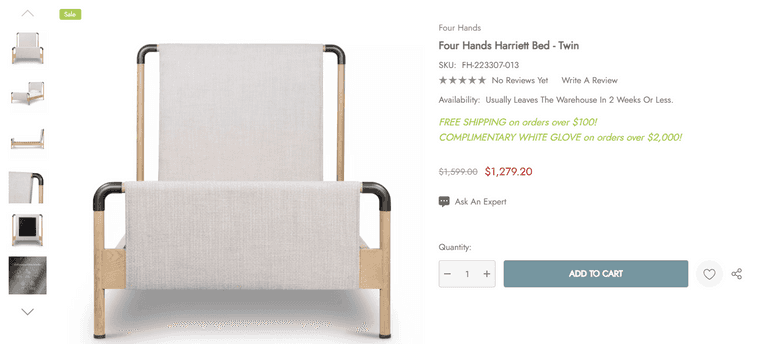 Four Hands Harriett Bed - Twin | Like New - Rio Grande Trade