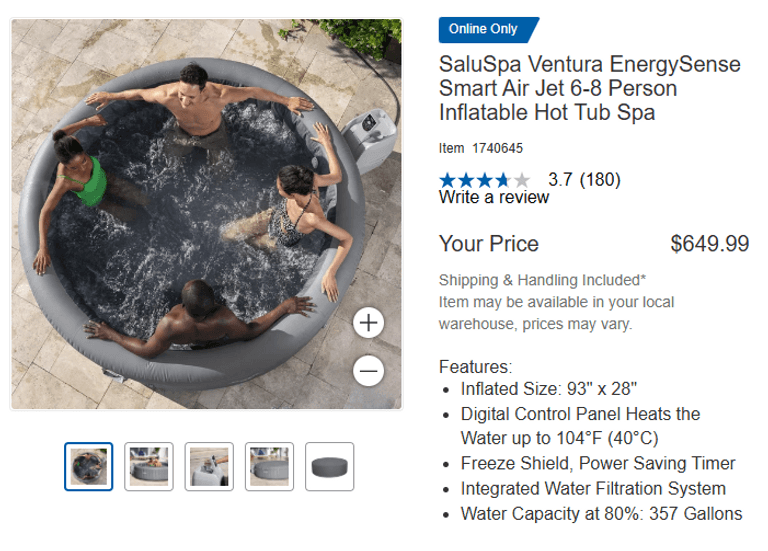 SaluSpa Ventura EnergySense Smart Air Jet 6-8 Person Inflatable Hot Tub