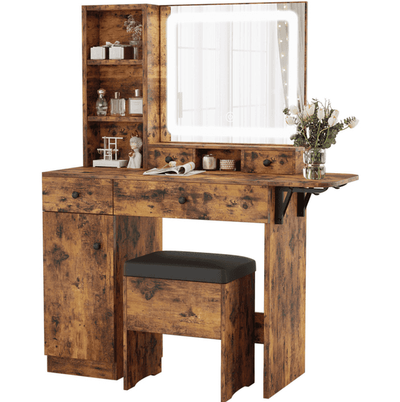 LIKIMIO Vanity Desk w/Drawers | Open Box