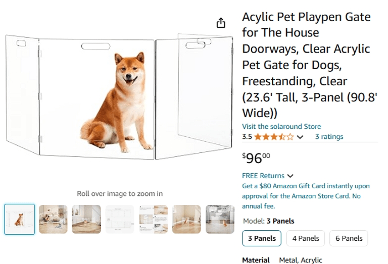 Acylic Pet Playpen Gate for The House Doorways | Like New