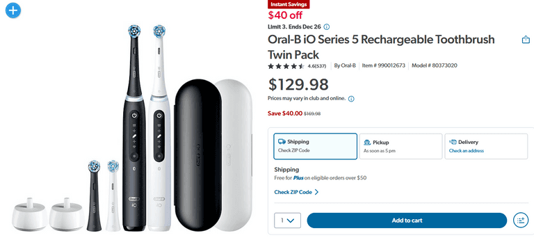 Oral-B iO Series 5 Rechargeable Toothbrush Twin Pack | Like New | (See ...