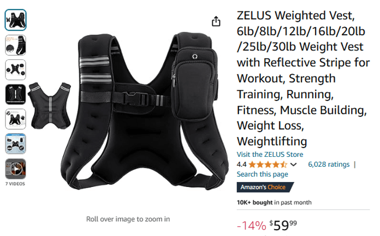 ZELUS Weighted Vest, 20 Lbs, with Reflective Stripe | Open Box