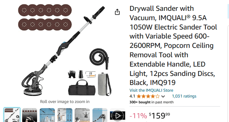 Drywall Sander with Vacuum | Open Box | (See Condition Notes)