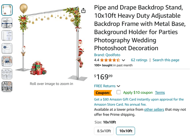 Pipe and Drape Backdrop Stand, 10x10ft | Like New