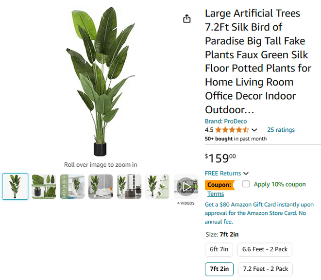 Large Artificial Trees 7.2Ft Silk Bird of Paradise Big Tall Fake Plant | Like New