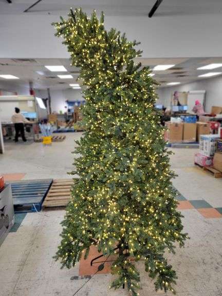 10 Ft Pre-Lit Christmas Tree, Bent at top | Open Box