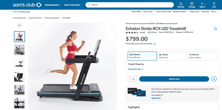 Echelon Stride-RCX LED Treadmill | Open Box - Rio Grande Trade