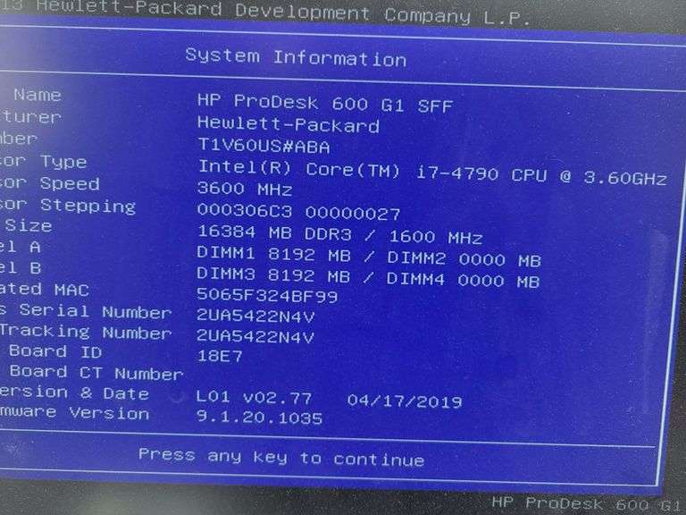 HP ProDesk 600 Desktop PC, i74790, 16GB, 1TB, Needs Windows Installed