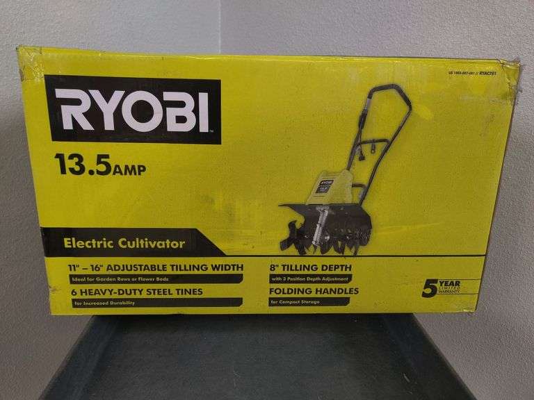 Coltivatore Elettrico Ryobi RYAC701 – 13,5 Amp, Larghezza Regolabile 11-16 Pollici, Pieghevole, 110V