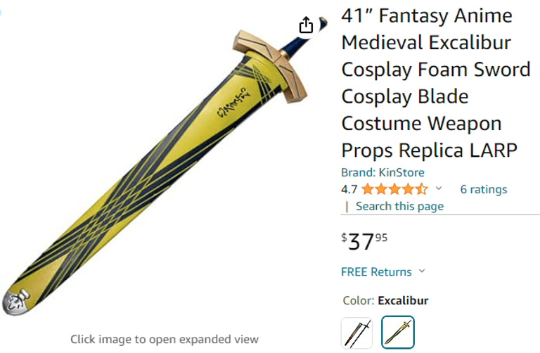 thumbnail interactive-video image 1 of MedievalDepot Fantasy Key Foam Sword - 22.5" Blade, Polyurethane Foam, Hand-Painted For Cosplay & LARP 1 of 12