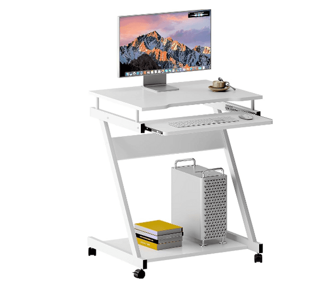 Mobile Computer Desk Work Workstation with Printer Shelf and Keyboard ...