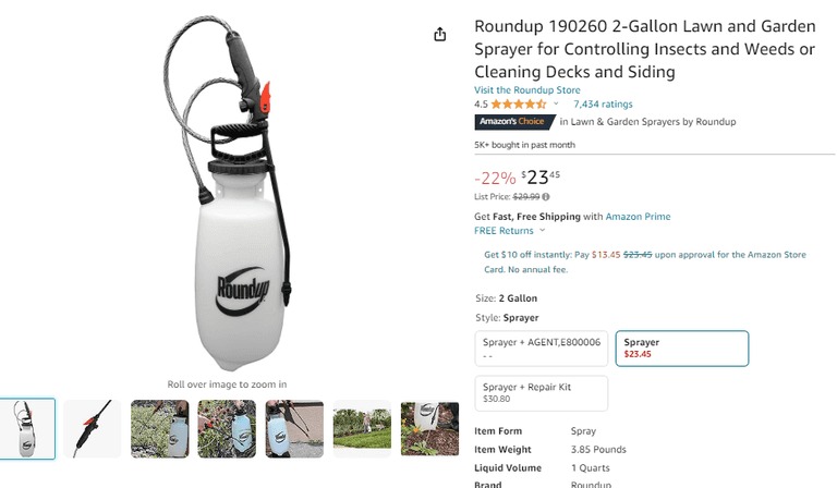 Roundup 2-Gallon Lawn and Garden Sprayer , Like New/Open Box - Rio ...