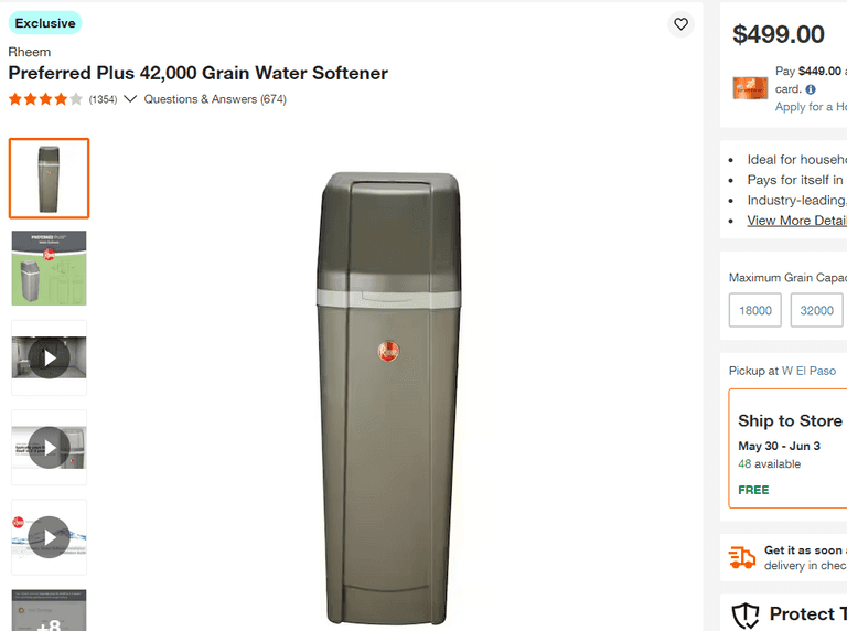 RHEEM Preferred Plus Water Softener , Visually Good Condition Rio