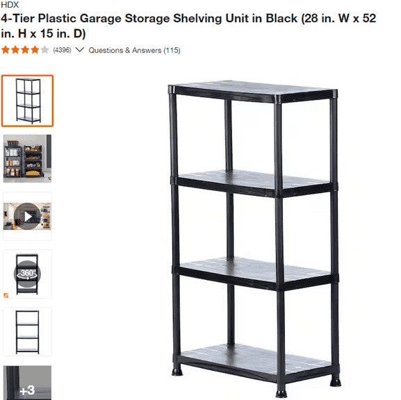 HDX 4Tier Plastic Garage Storage Shelving Unit Rio Grande Trade
