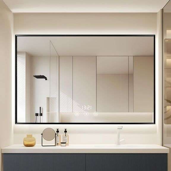 Black Framed LED Bathroom Wall Mirror, 30"x40" , New/Sealed