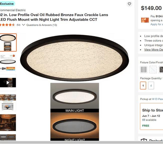 Crackle Lens LED Flush Mount, 32" , Like New/Open Box