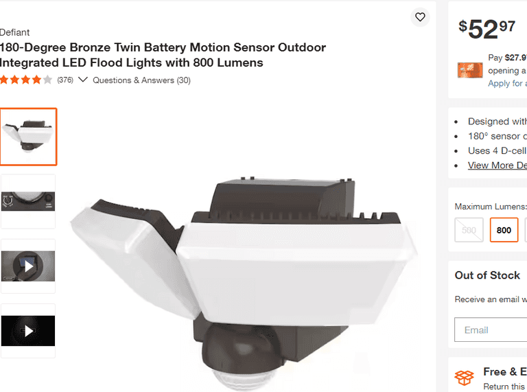 Motion Sensor Outdoor Integrated LED Flood Lights , Like New/Open Box