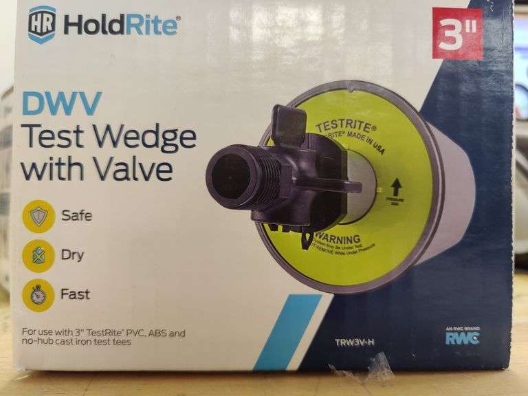 HOLDRITE DWV Test Wedge w/ Valve, 3" , Visually Good Condition Rio